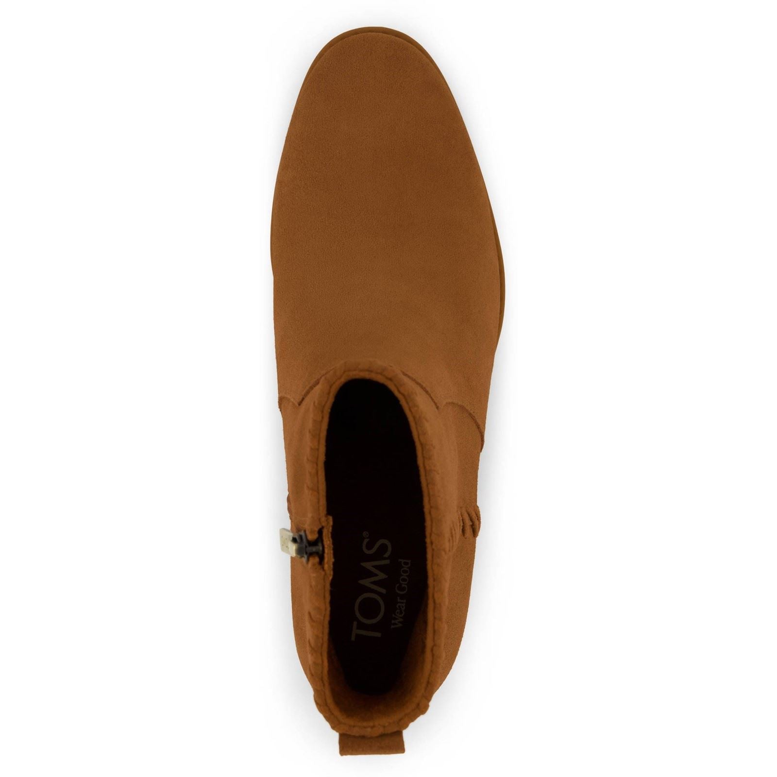 TOMS Delilah Heeled Suede Women's Tan Heeled Ankle Boots