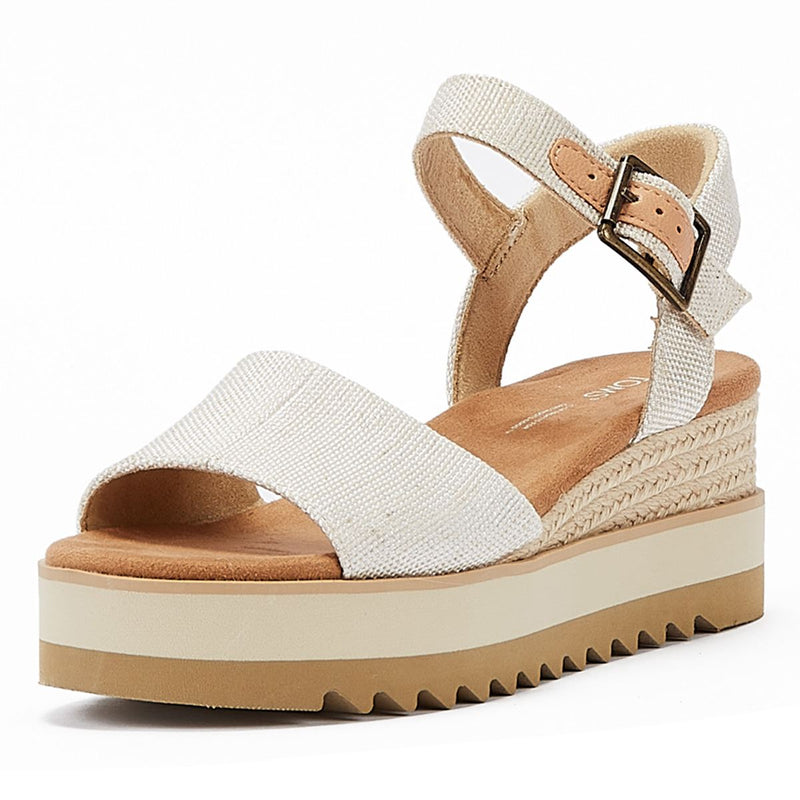 TOMS Diana Canvas Wedge Natural Women's White Sandal