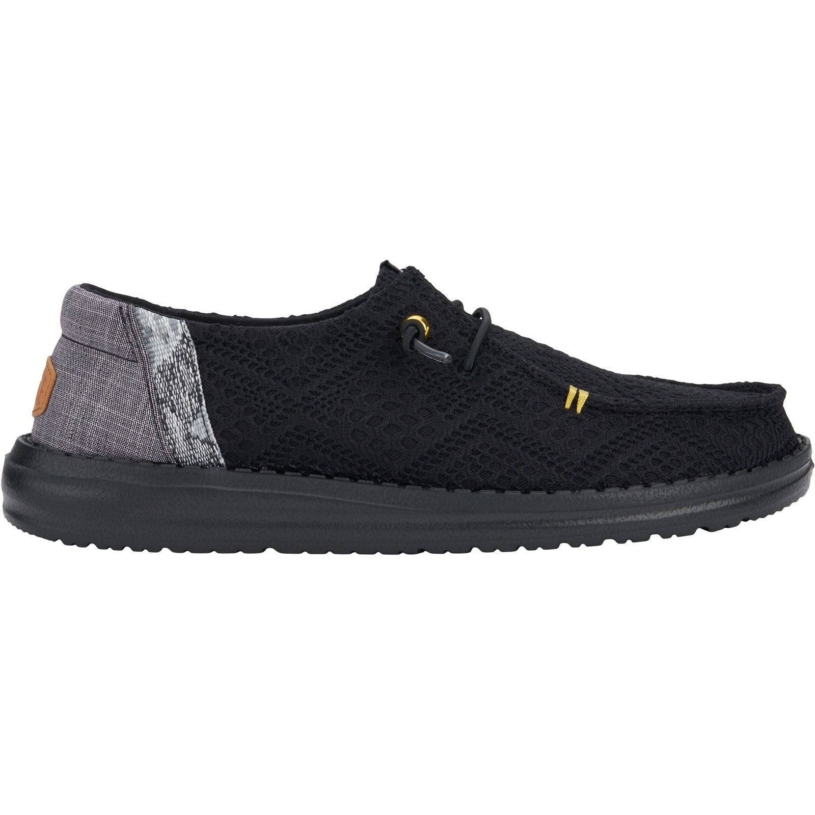 HEYDUDE Wendy Boho Crochet Synthetic Women's Black Loafers