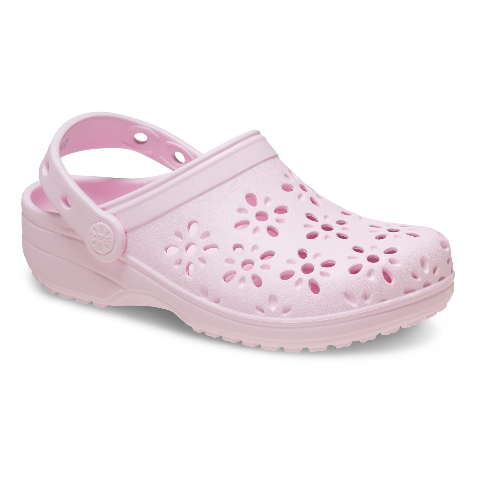 Crocs Classic Floral Cut Out EVA Unisex Kid's Pink Milk Clogs