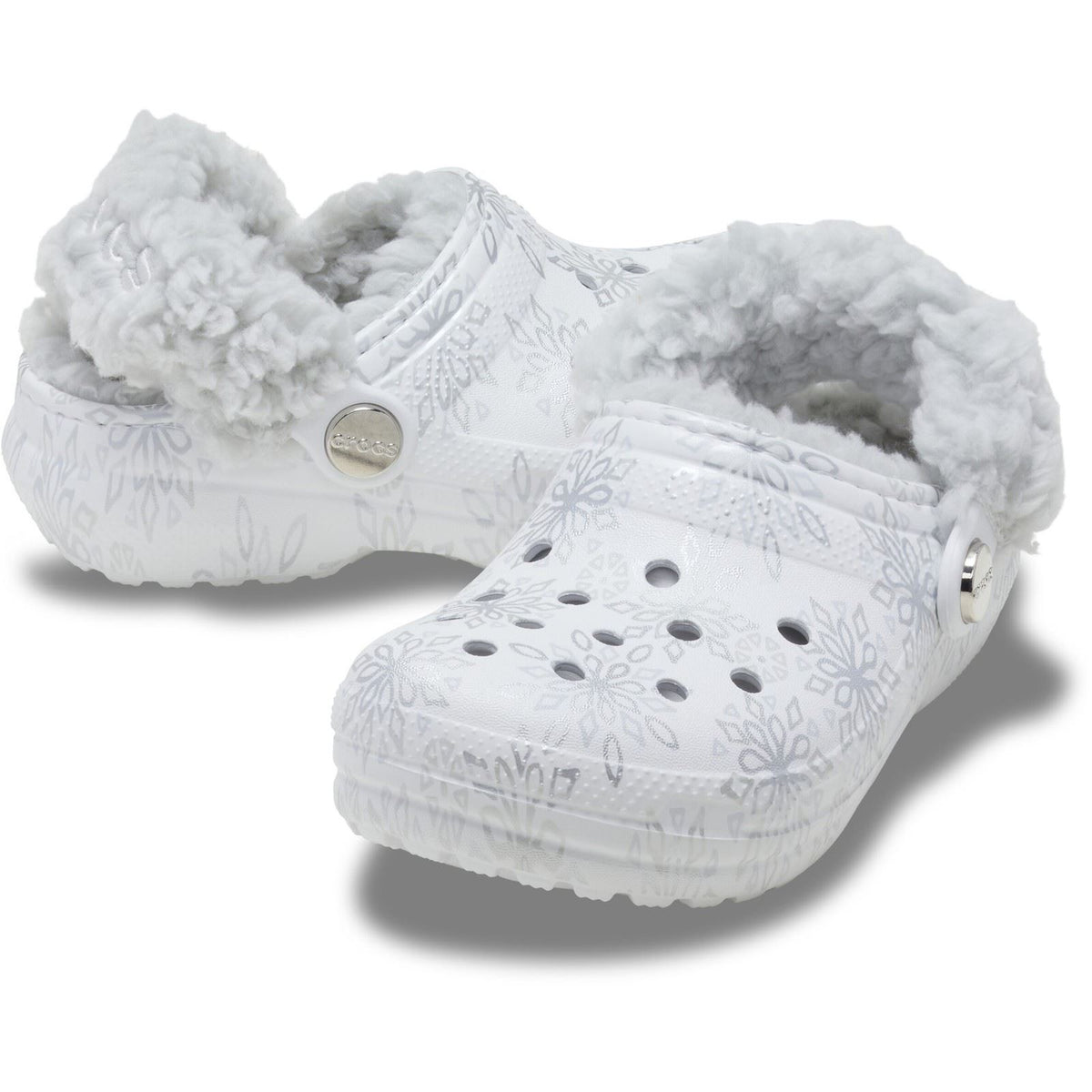 Crocs Classic Fleece Lined Kid Girl's Snow White Casual Shoes - Clogs