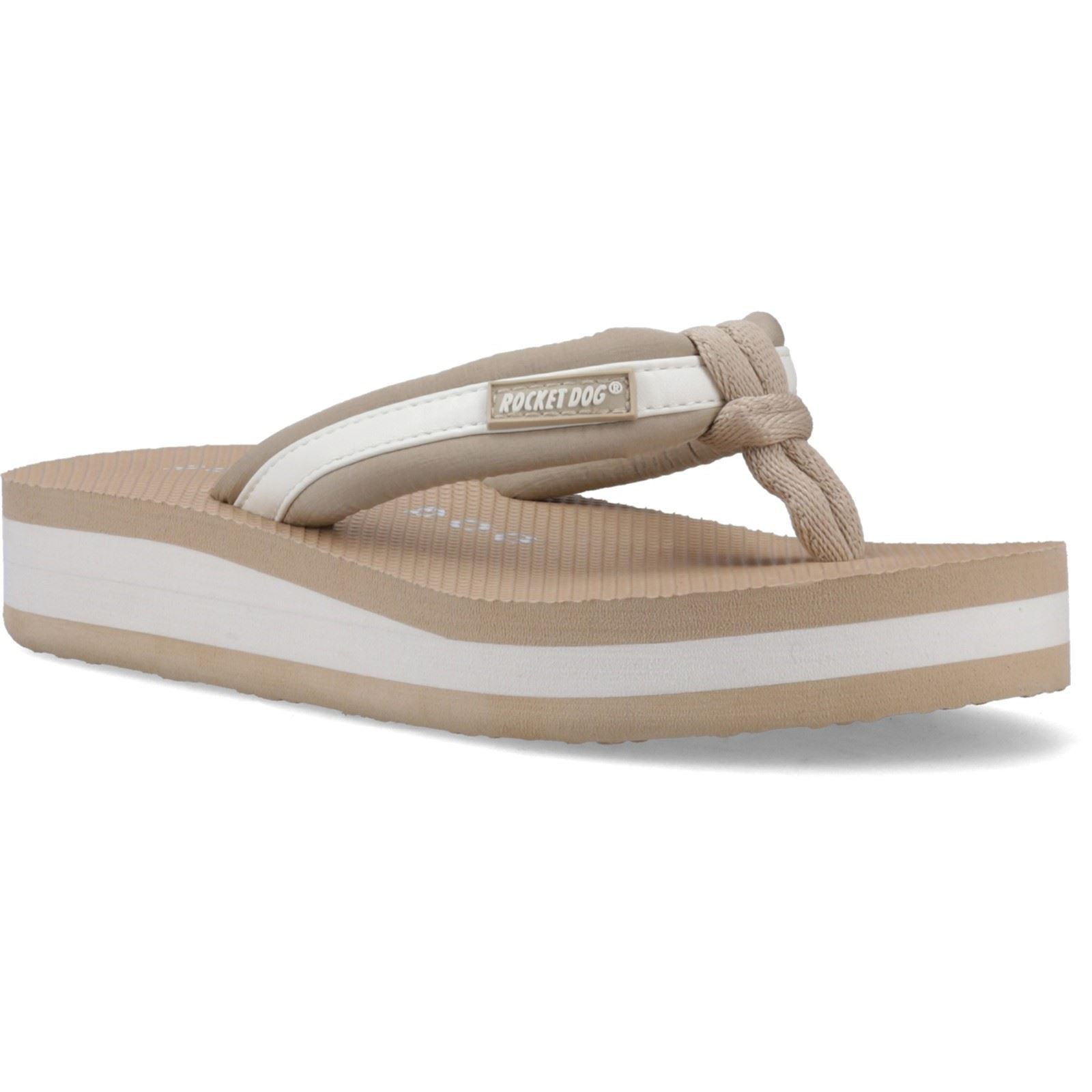 Rocket Dog Monica Nylon PU Textile Women's Tan/Off White Flip Flops