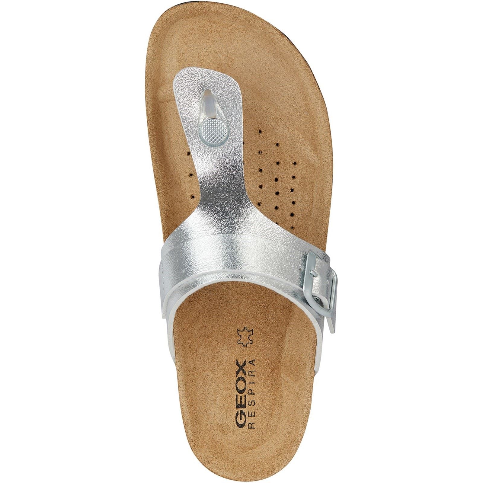 Geox D Brionia Metal Synthetic Synthetic Women's Silver Sandals