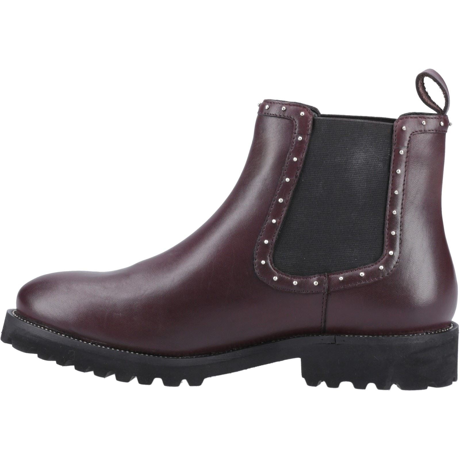 Hush Puppies Gwyneth Leather Women's Plum Flat Chelsea Boots