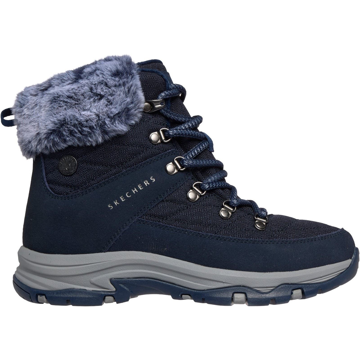 Skechers Trego Stormie Frost Leather Women's Navy Winter Ankle Boots