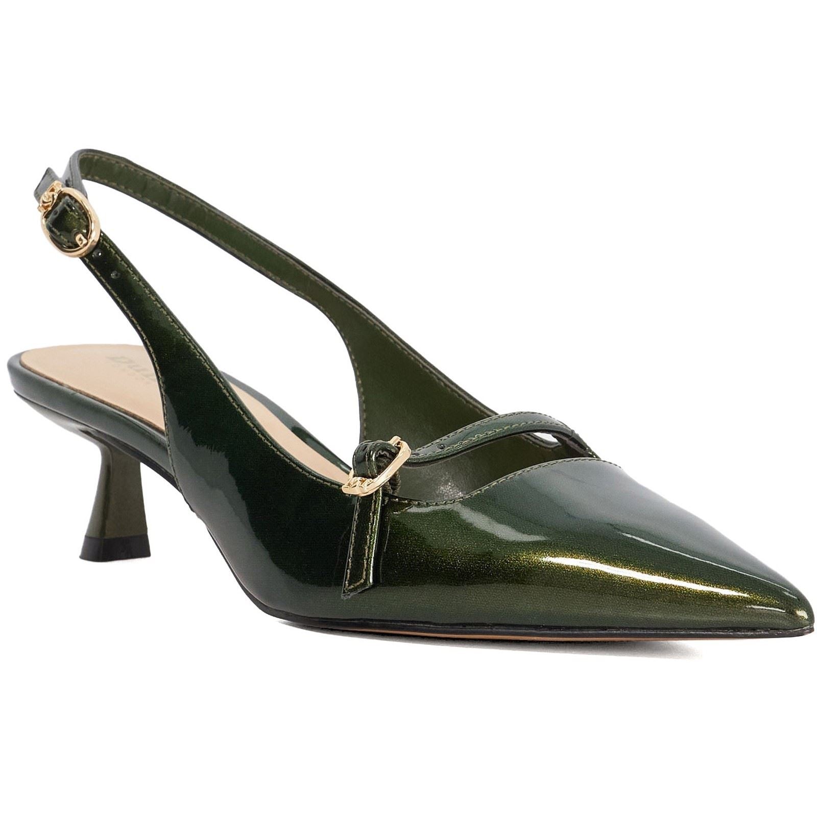 Dune Deserved Women's Green Pointy Slingback Shoes
