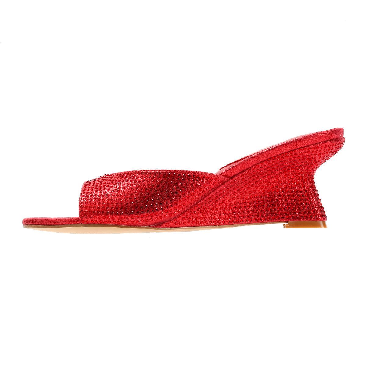 French Connection Tina Rhinestone Women's Red Wedge Sandals