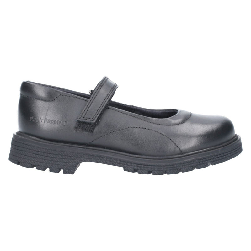 Hush Puppies Tally Junior Girls Black Leather Shoes