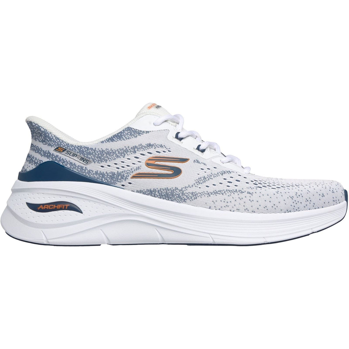 Skechers Arch Fit 3.0 Textile Men's White Mesh/Tpu/Navy Trim Trainers