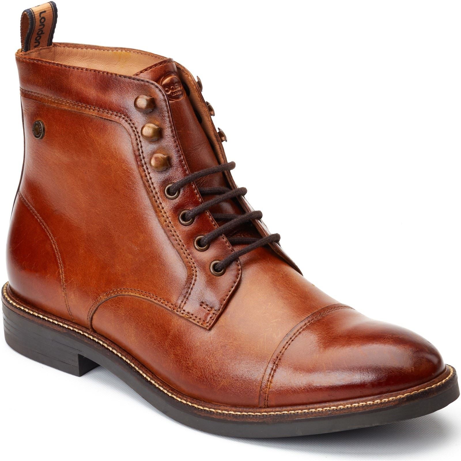 Base London Plymouth Leather Men's Burnt Tan Ankle Boots