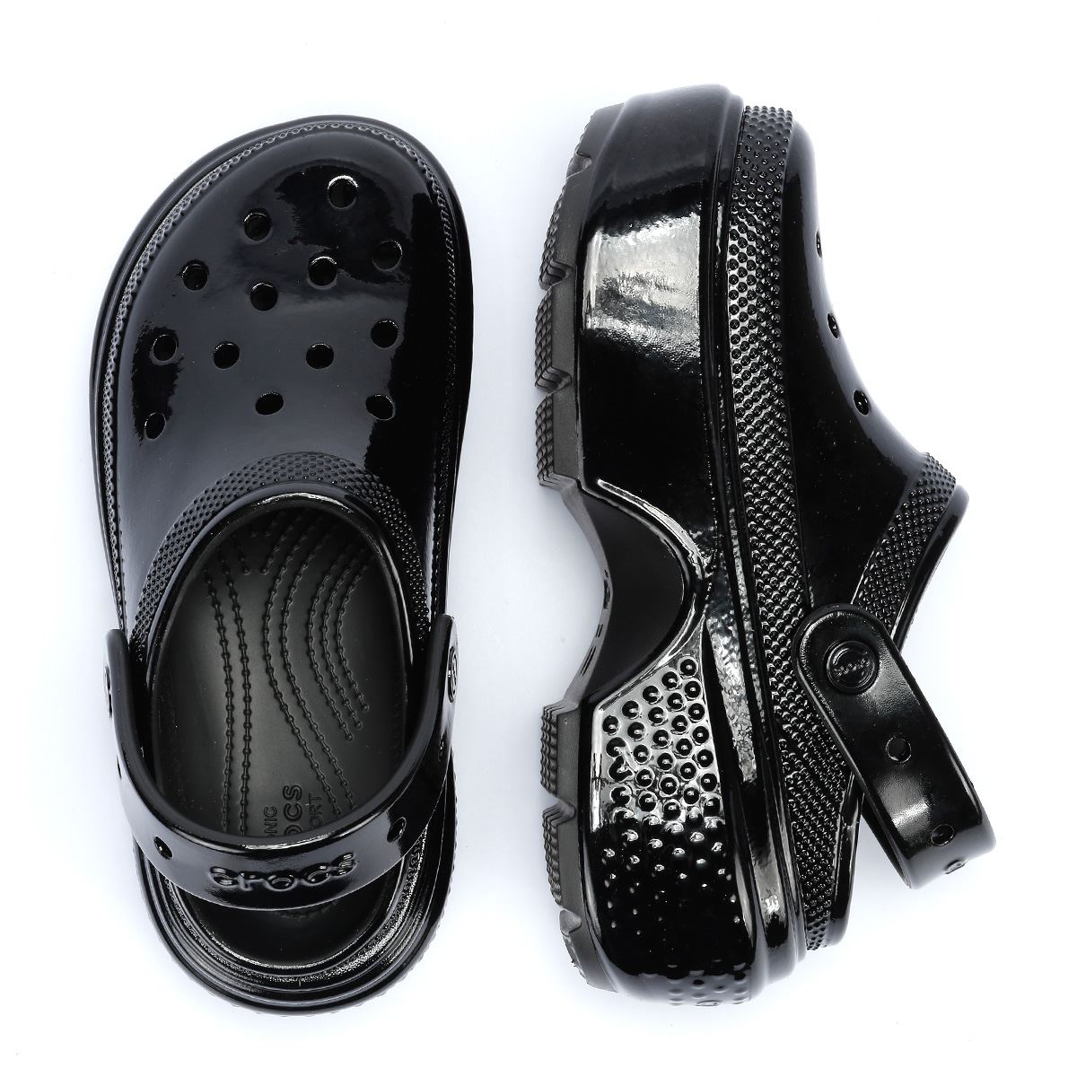 Crocs Stomp High Shine Black Clogs