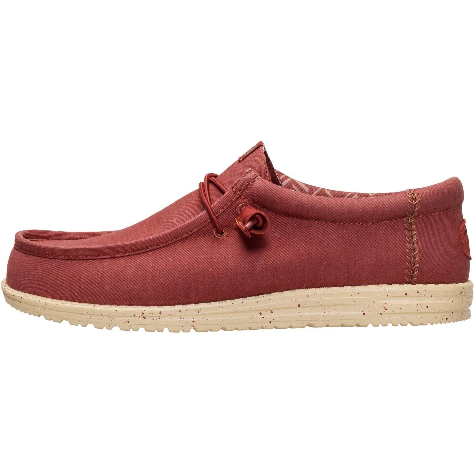 HEYDUDE Wally Stretch Textile Men's Burnt Red/Boulder Tan Loafers