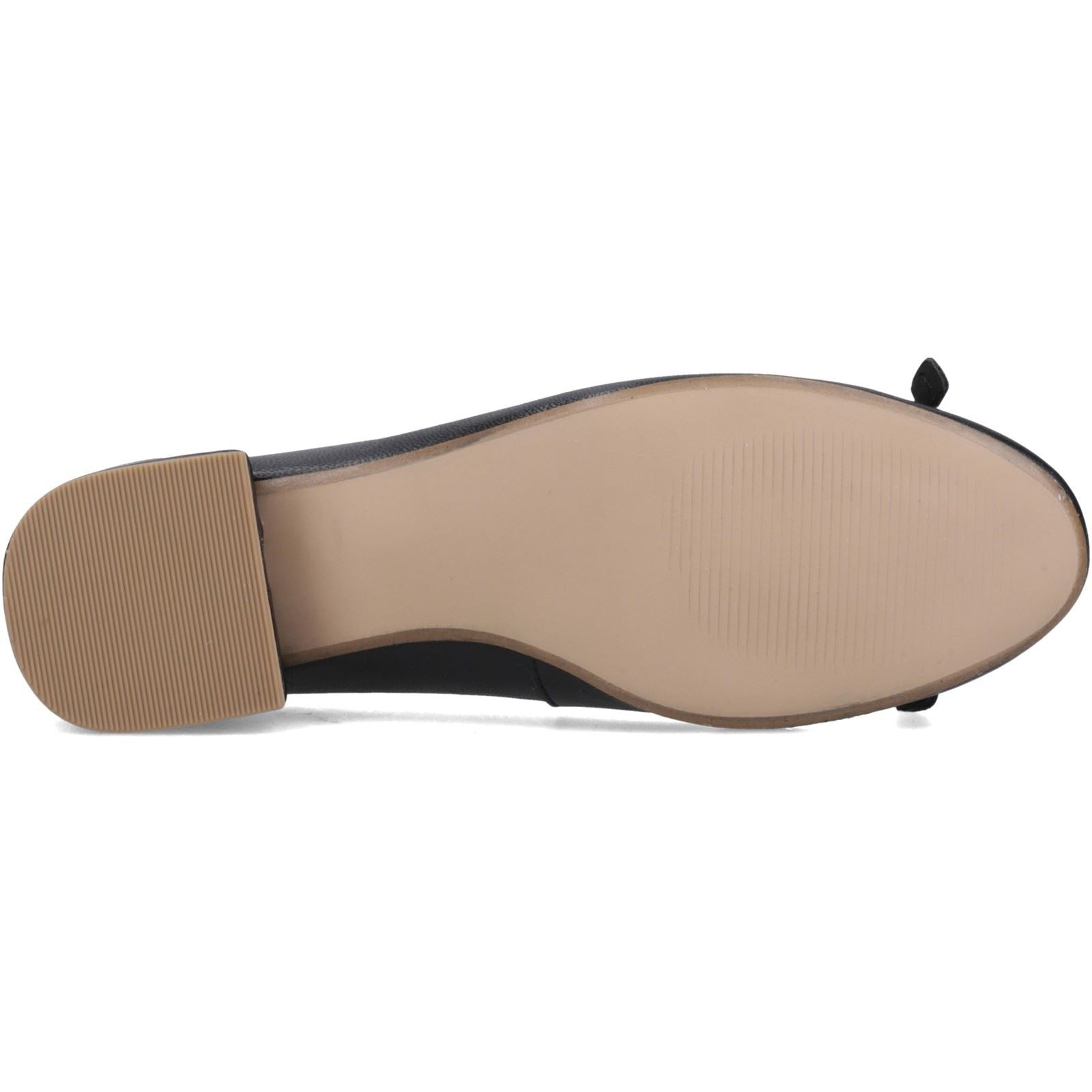 Hush Puppies Silvia Low Heel Leather Women's Black Round Court Shoes