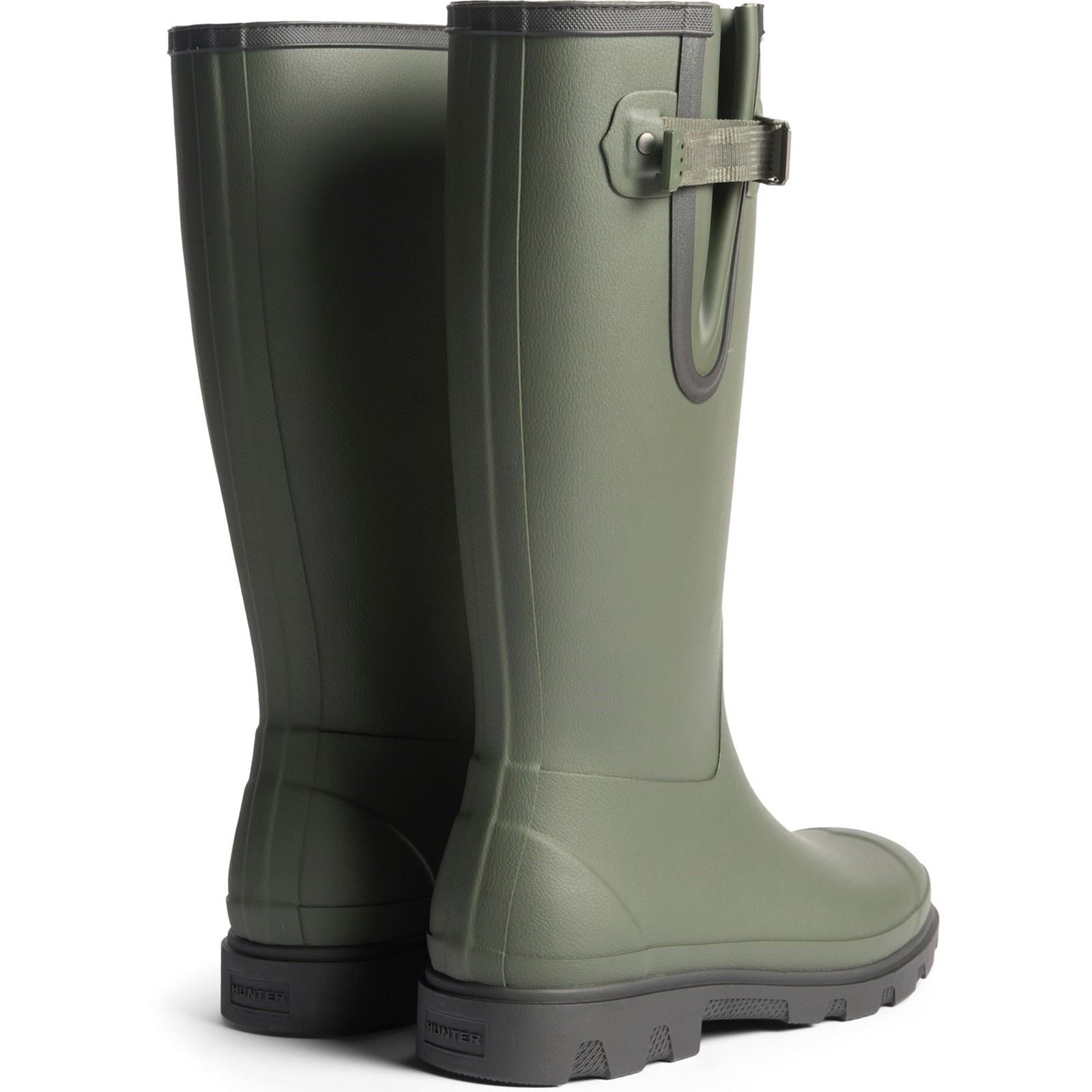 Hunter Field Downpour Adjustable Boot Rubber Men's Dark Olive/Black Wellington Boots
