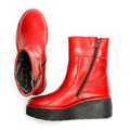 Fly London Hann Wedge Leather Women's Red Boots