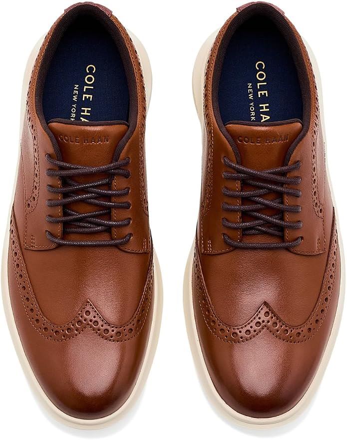 Cole Haan Grand Aerion Wingtip Oxfords Leather Men's British Tan Lace-Up Shoes