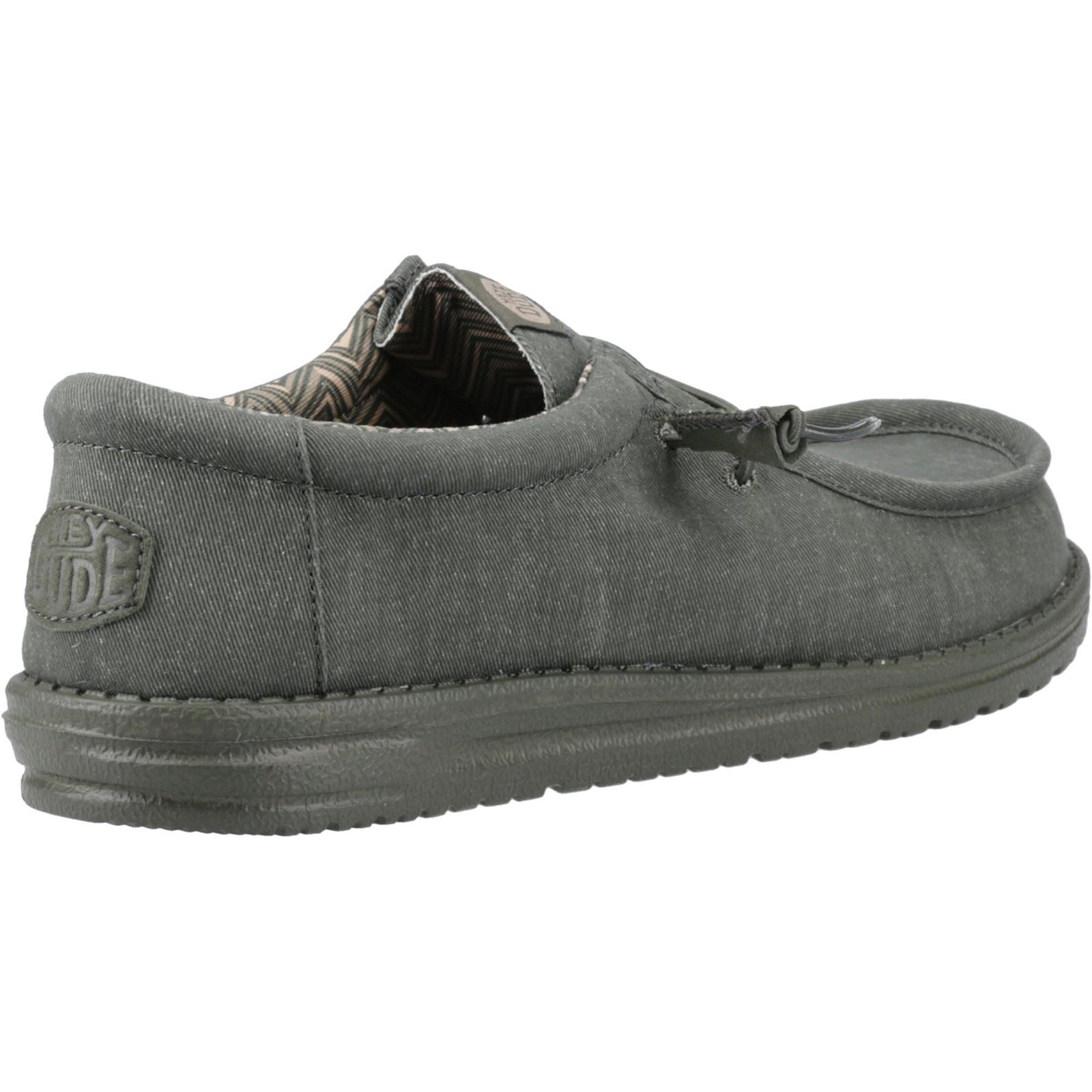 HEYDUDE Wally Stretch Canvas Cotton Men's Deep Green Moccasins Shoes