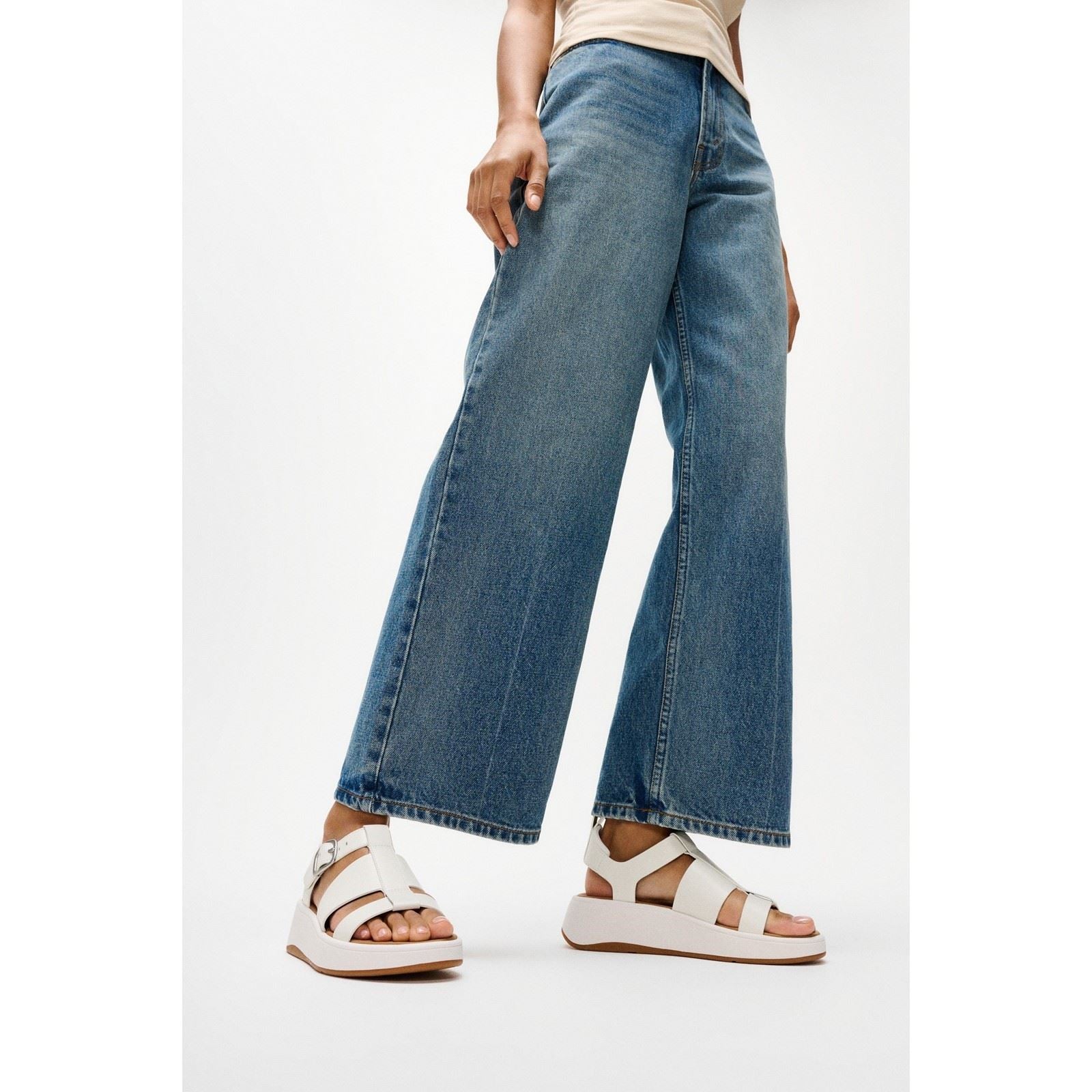 Fitflop F-Mode Fisherman Leather Women's Urban White Narrow Fit Sandals