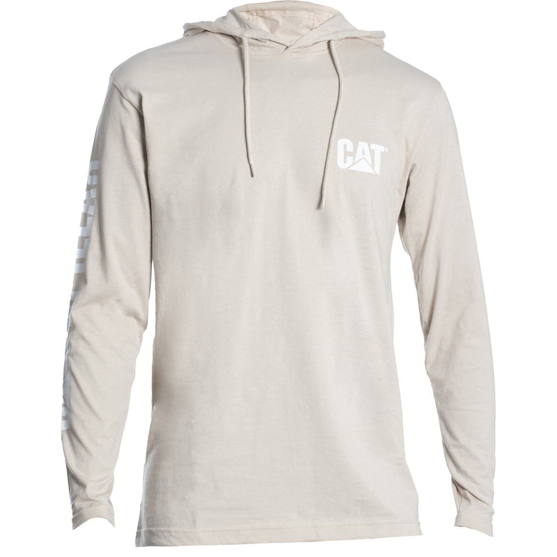 Caterpillar Hooded Long Sleeve Cotton Men's Beige T-Shirt