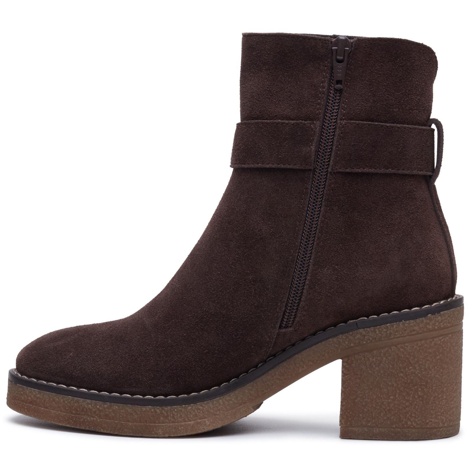 Hush Puppies Fearne Suede Women's Chocolate Heeled Ankle Boots