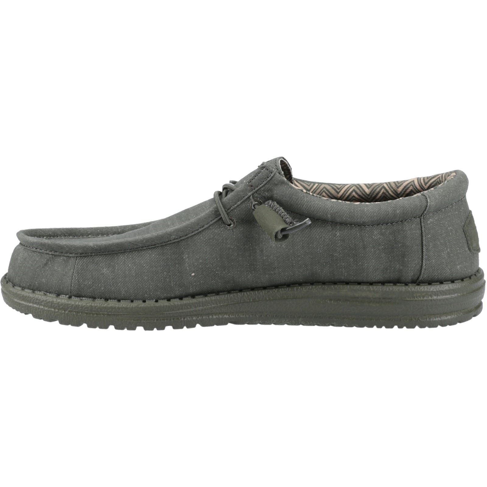 HEYDUDE Wally Stretch Canvas Cotton Men's Deep Green Moccasins Shoes