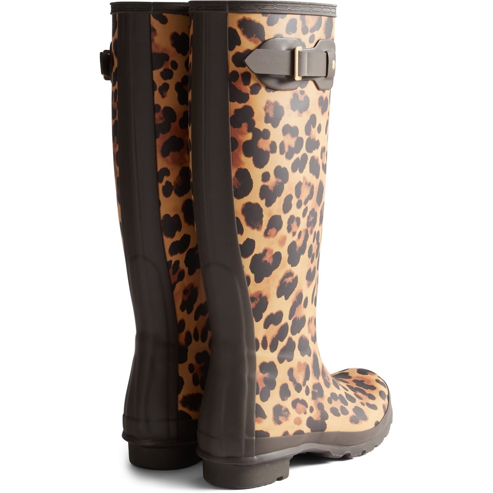 Hunter Original Tall Women's Leopard Print/Chocolate Brown Wellington Boots