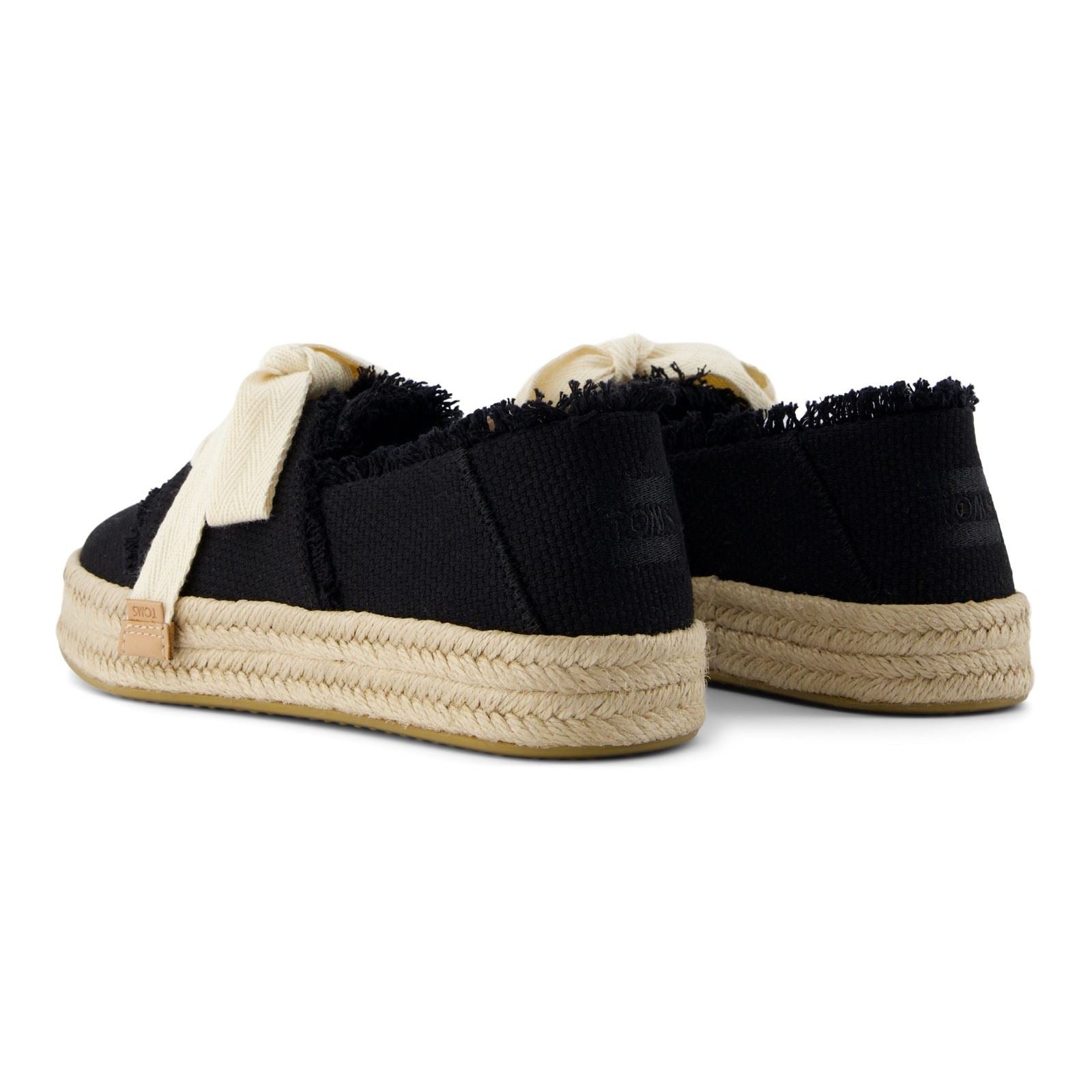 TOMS Carolina Lace Up Cotton Women's Black Beachside Espadrilles