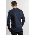 Caterpillar Trademark Banner Long Sleeve Cotton Men's Blue T-Shirt