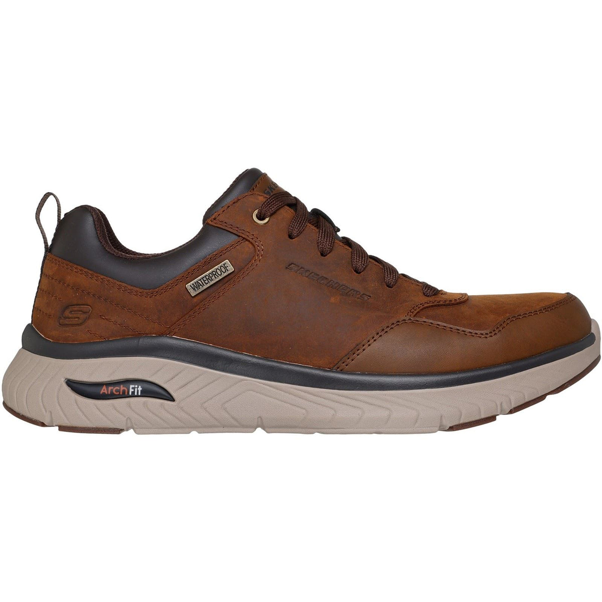 Skechers Arch Fit Crosser Ronaldo Leather Men's Dark Brown Leather Lace-Up Shoes
