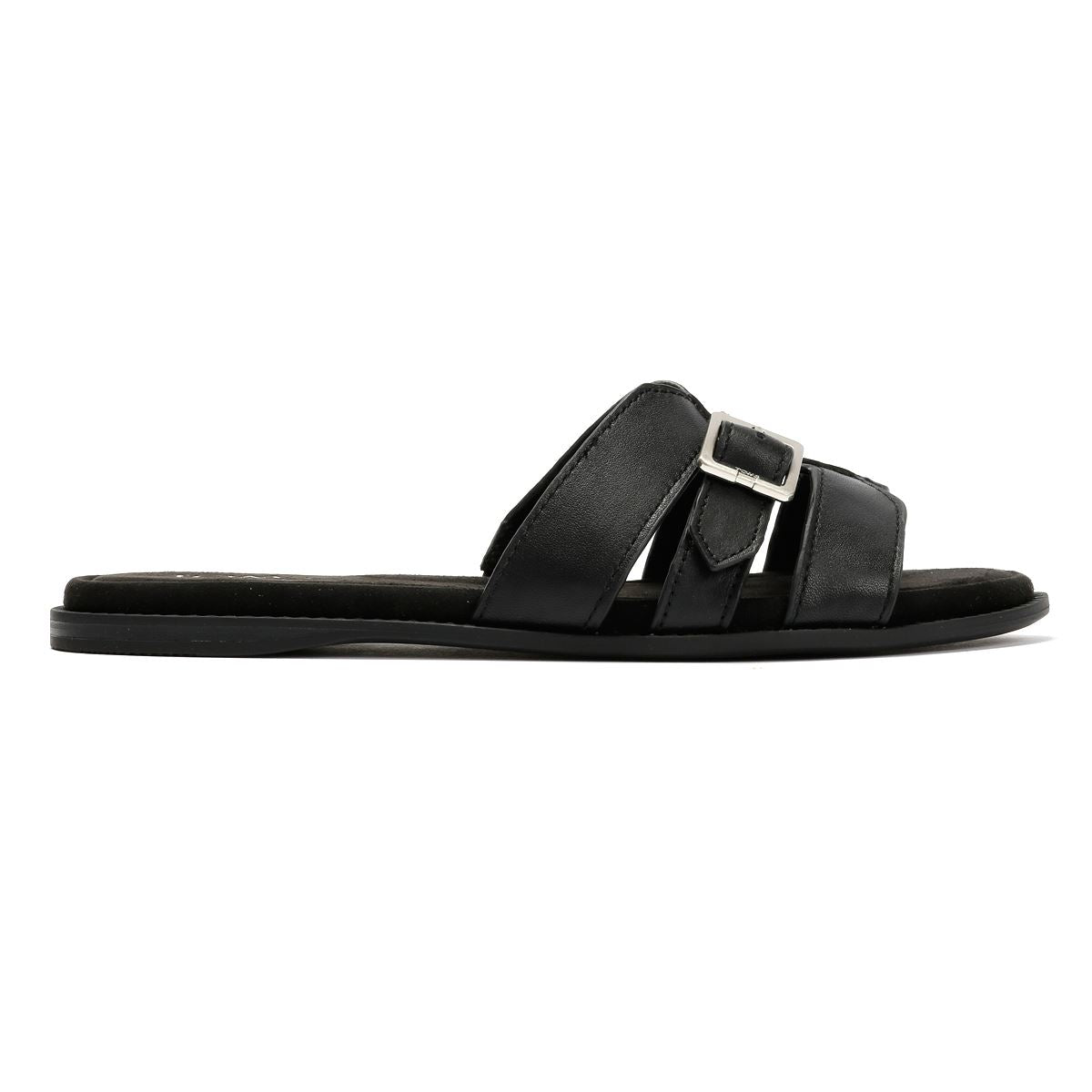 TOMS Sol Mule Leather Women's Black Sandals