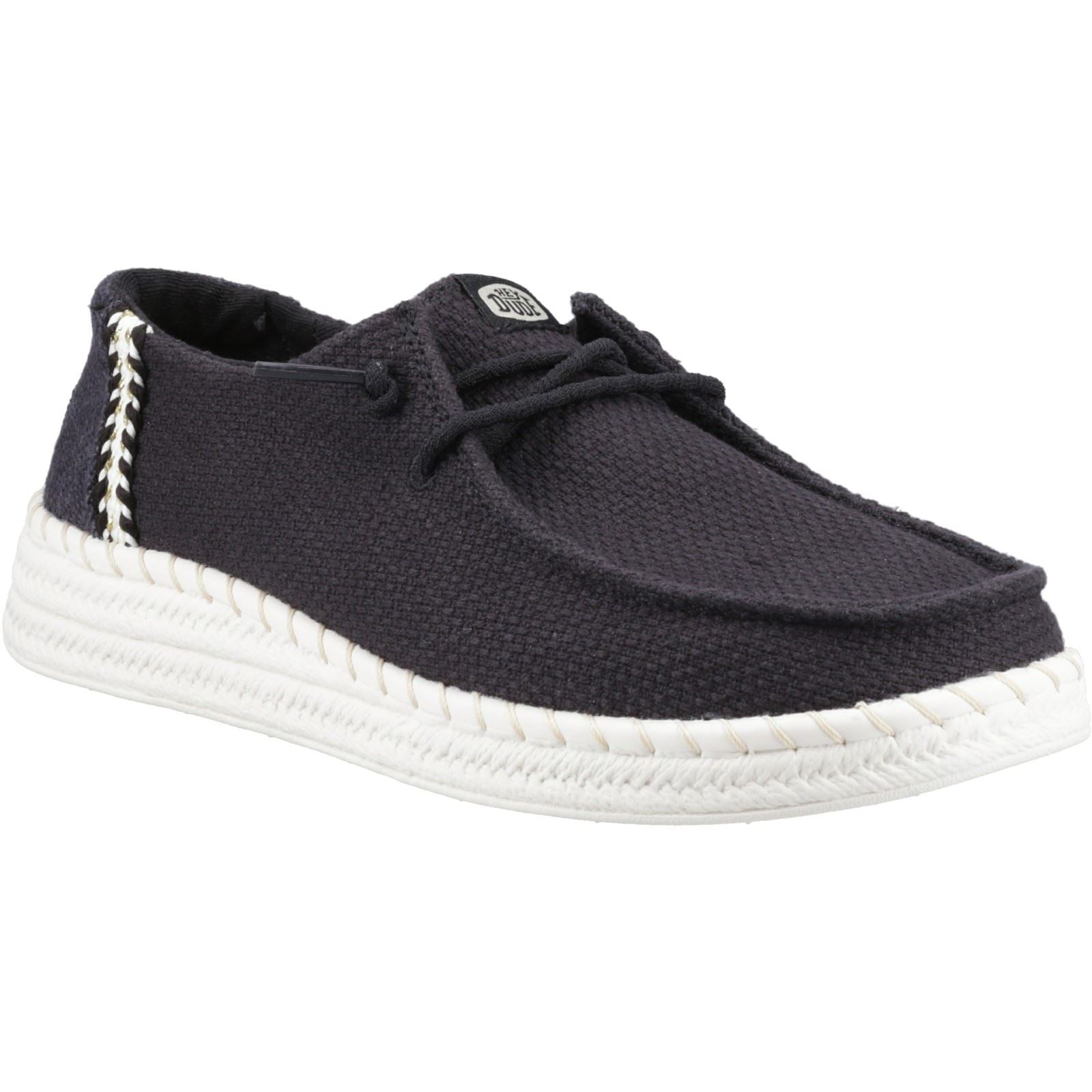 HEYDUDE Wendy Espadrille Woven Cotton Blend Women's Black Espadrilles