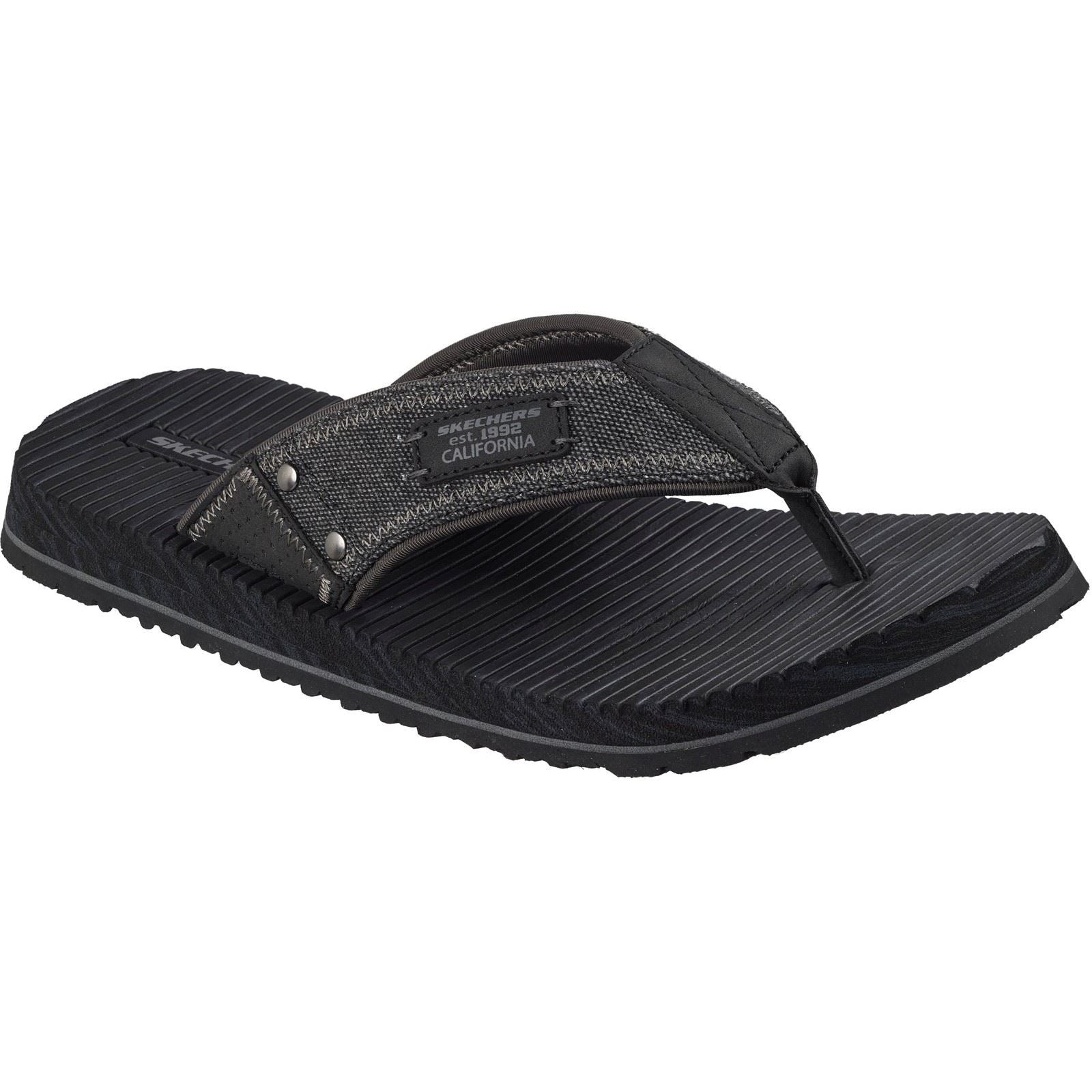 Skechers Quill Textile Men's Black Flip Flops