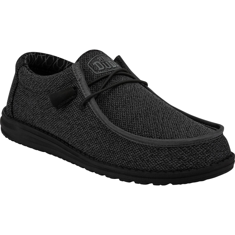 HEYDUDE Wally Sox Faux Suede Men's Micro Total Black Boat Shoes