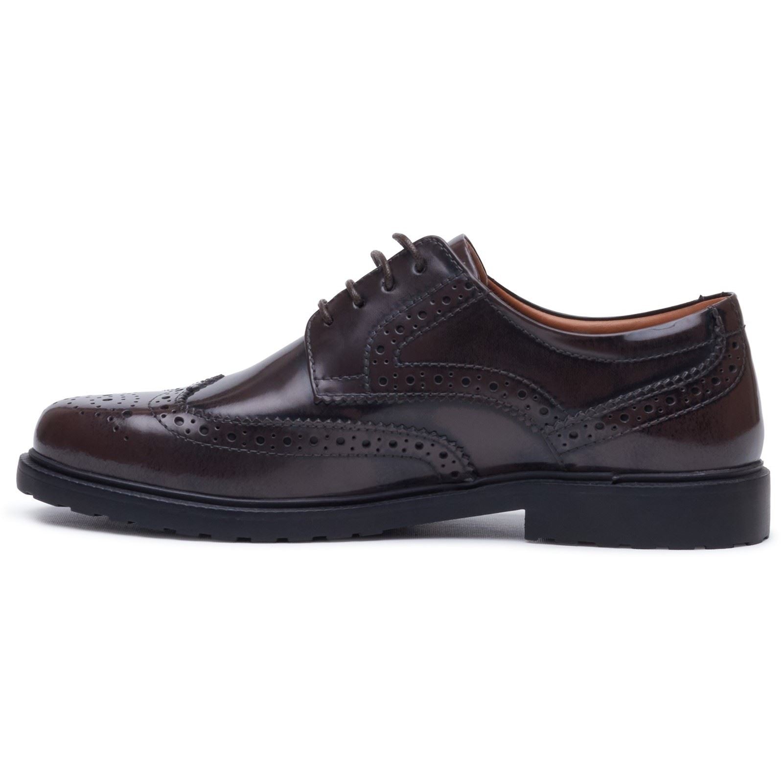 Hush Puppies Verity Hi-Shine Leather Women's Chocolate Brogues Shoes