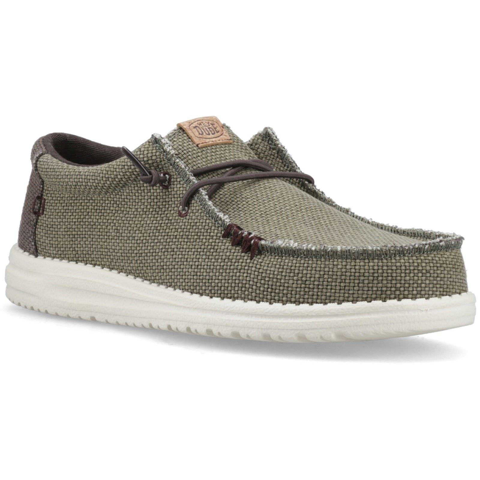 HEYDUDE Wally Braided Polyester Men's Burnt Olive/Delicioso Brown Moccasins Shoes