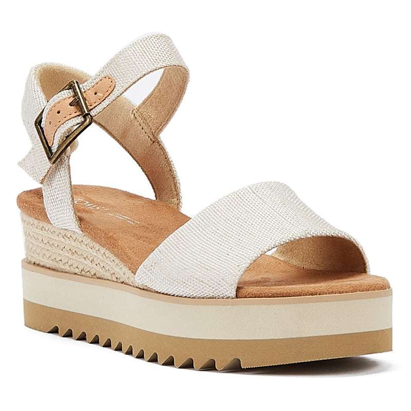 TOMS Diana Canvas Wedge Natural Women's White Sandal