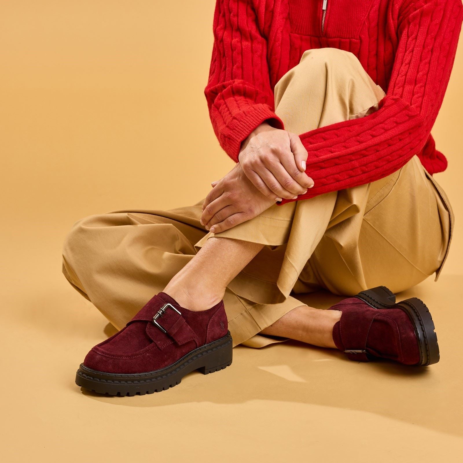 Hush Puppies Orla Monk Leather Women's Bordo Loafers