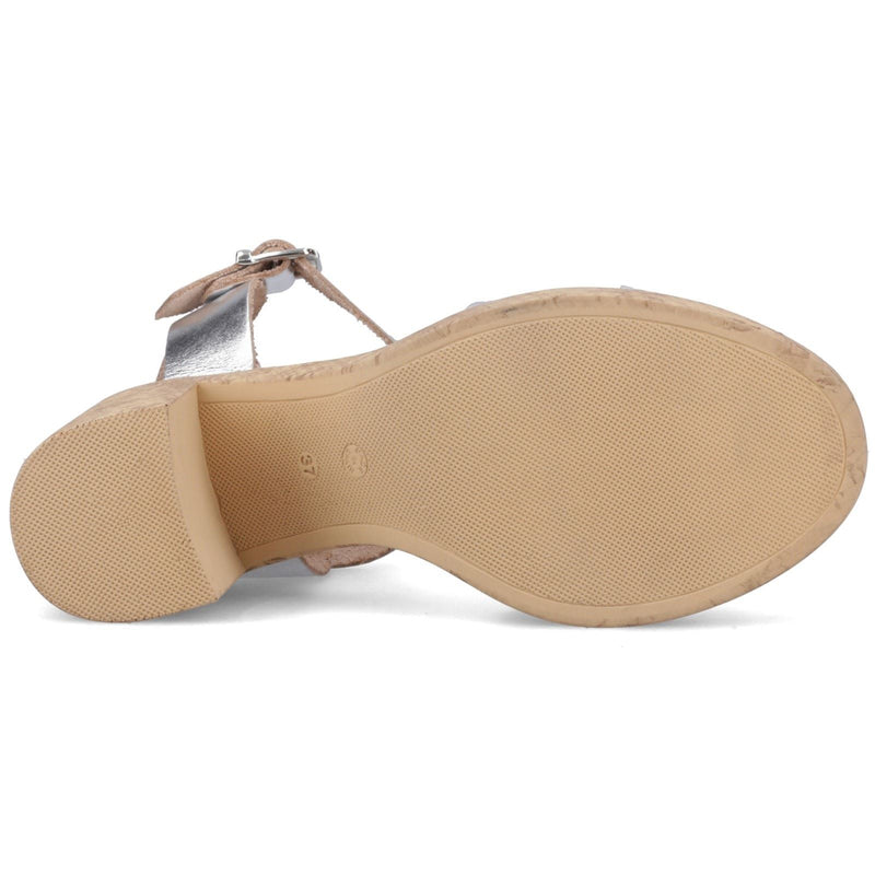 Hush Puppies Georgia Cork Leather Women's Silver Sandals