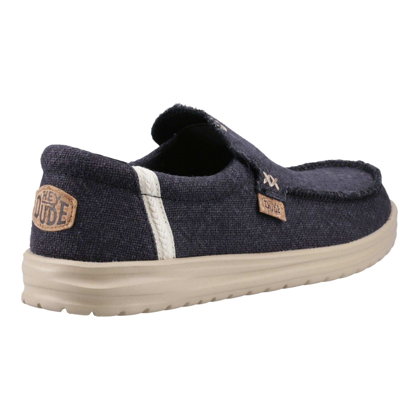 HEYDUDE Mikka Jute Linen Men's Black/Irish Cream Moccasins Shoes