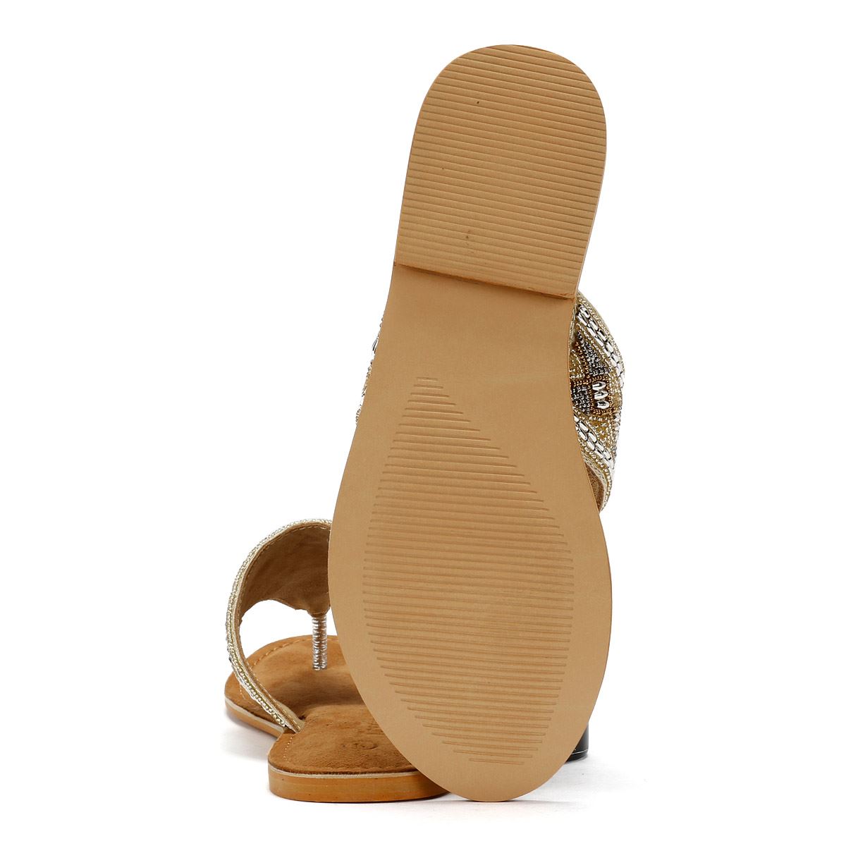 Tower London Toepost Women's Gold Sandals