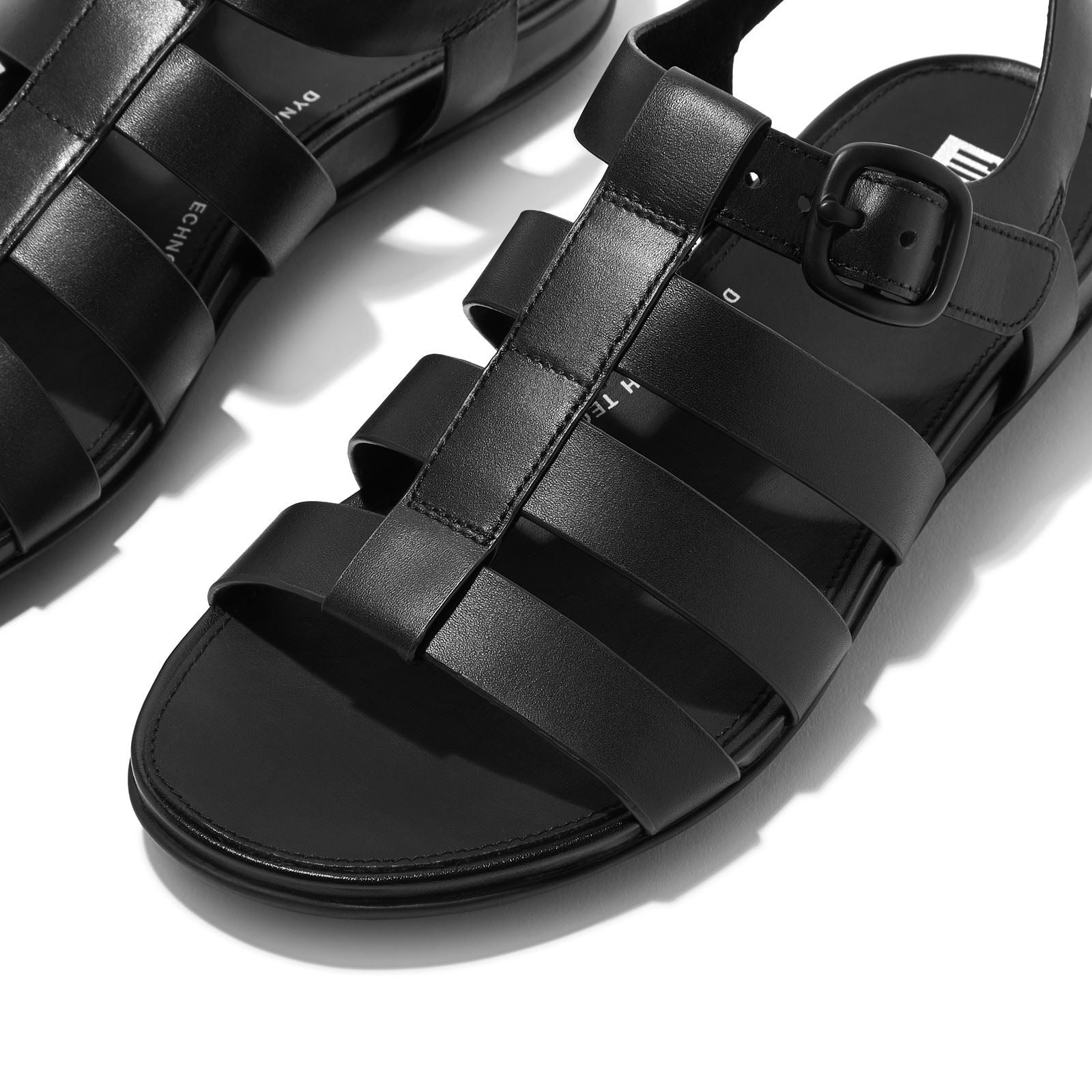 Fitflop Gracie Fisherman Leather Women's All Black Sandals