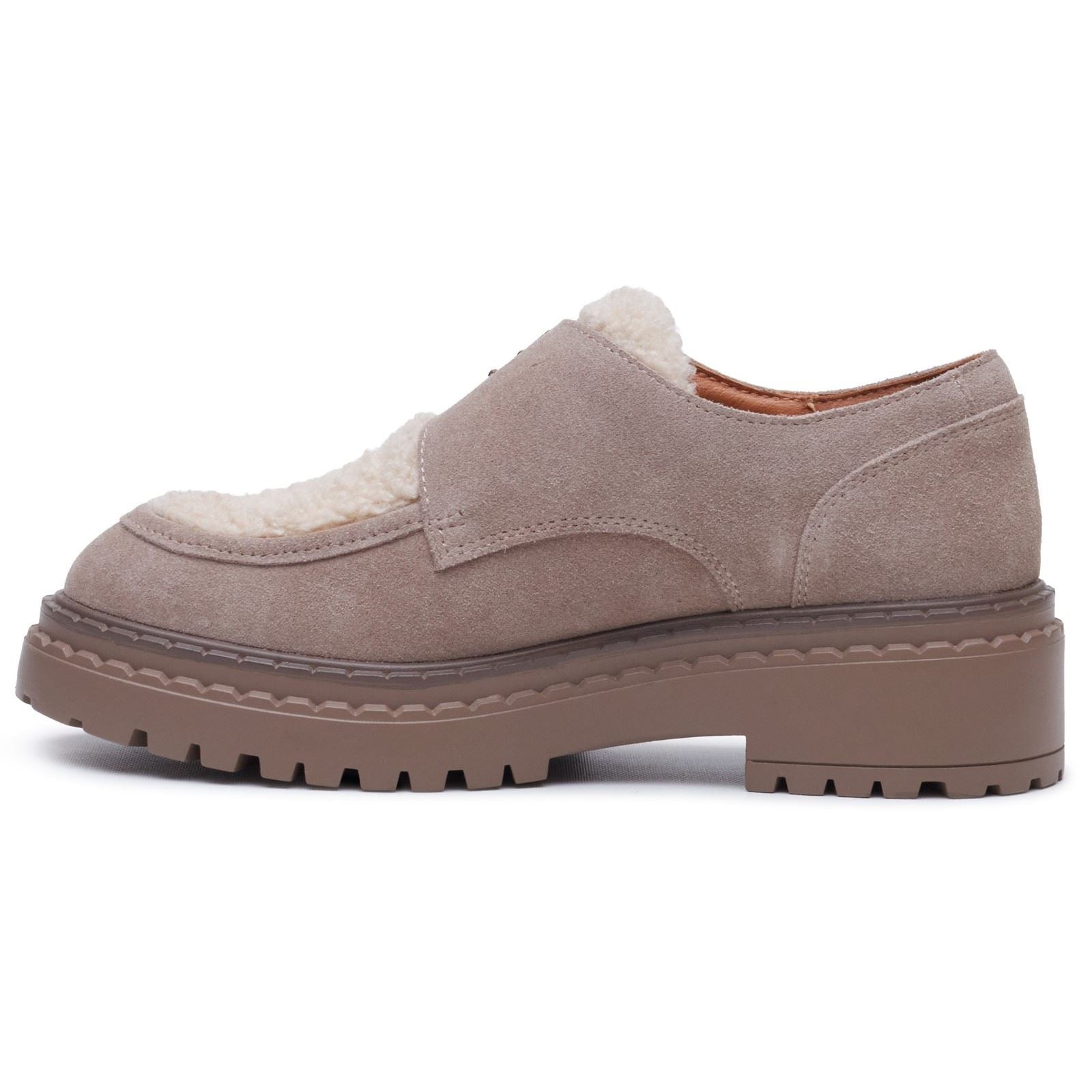Hush Puppies Orla Monk Leather Women's Taupe Loafers