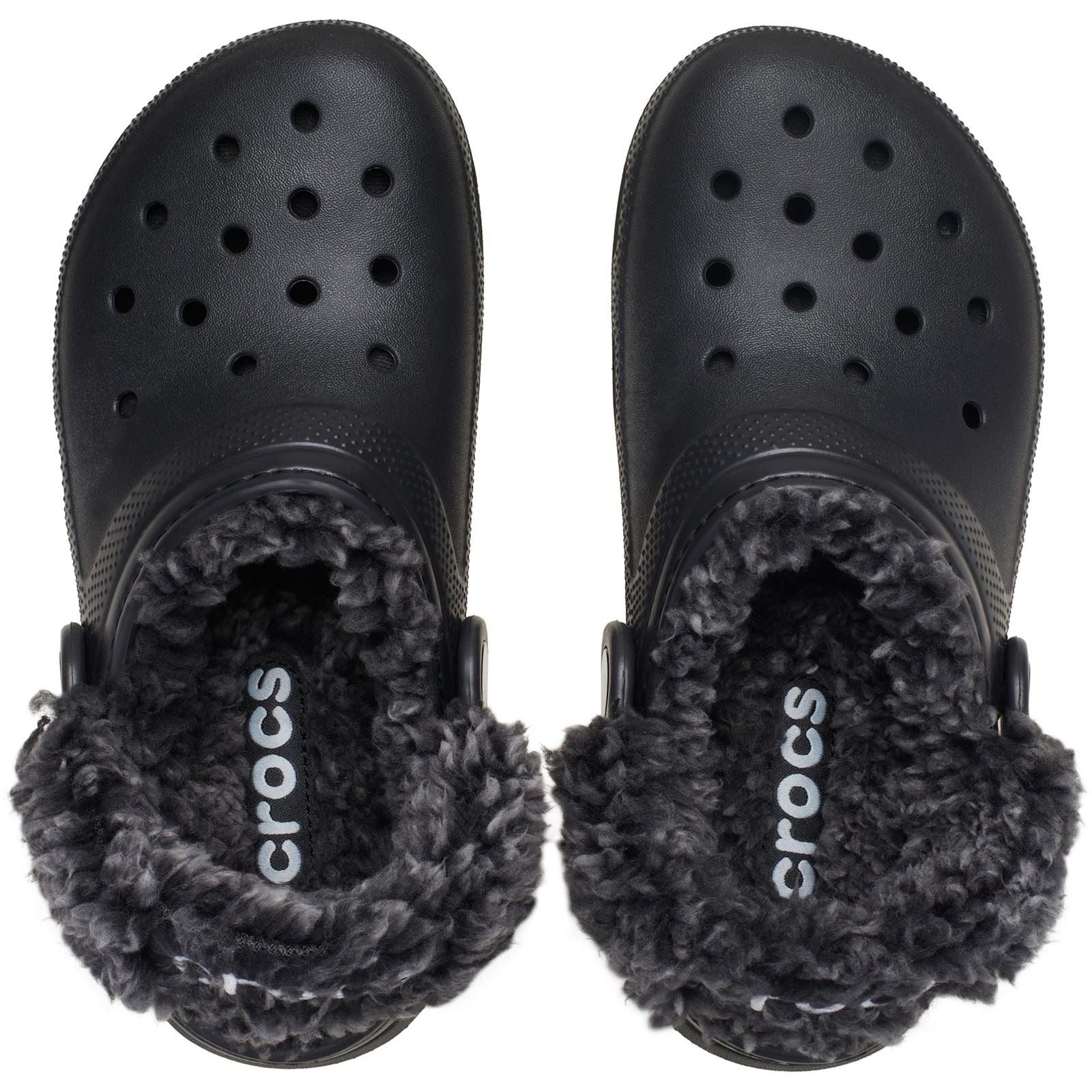 Crocs Classic Fleece Lined Textile Blend Unisex Kid's Black Slippers
