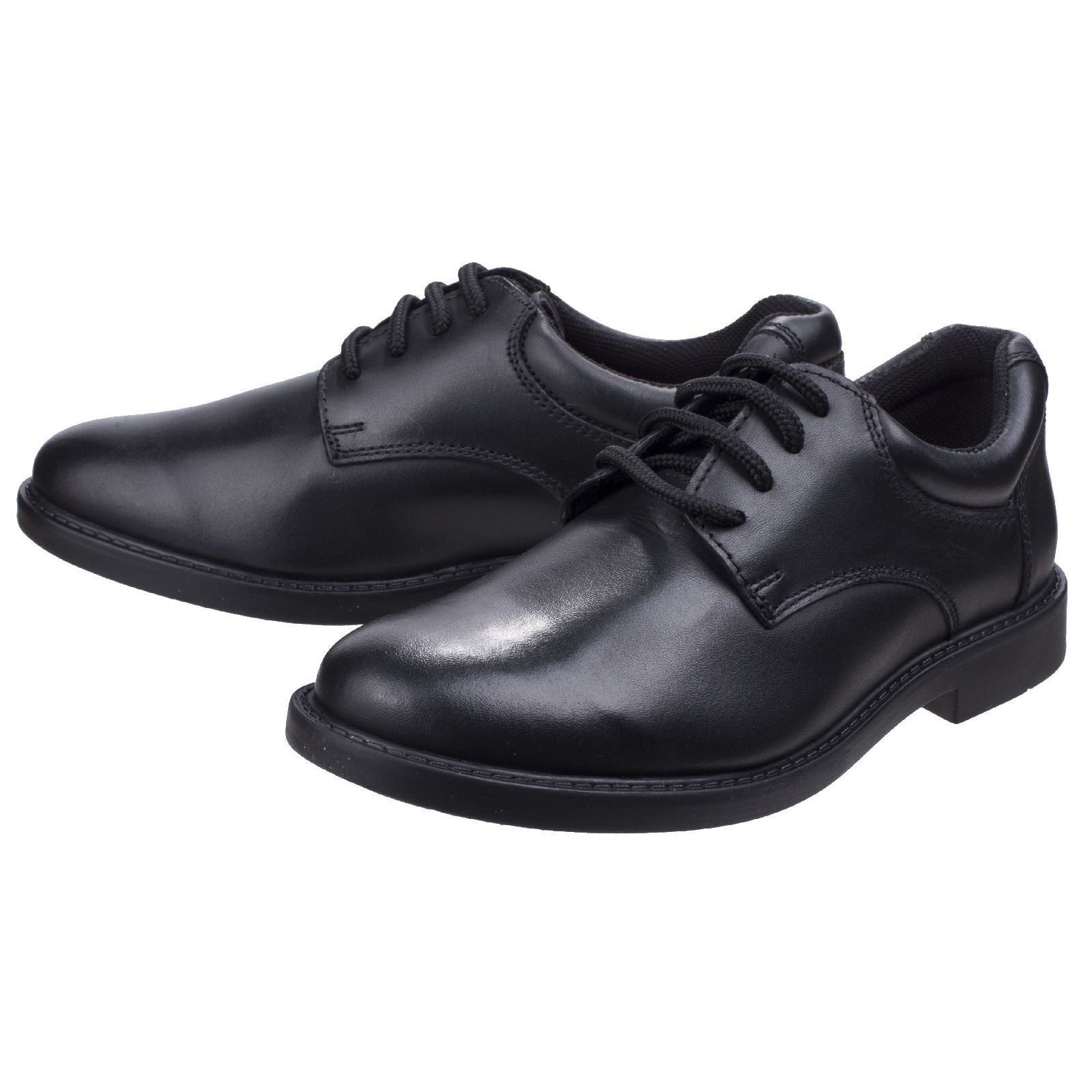 Hush Puppies Tim Youth Boys Black Leather Shoes