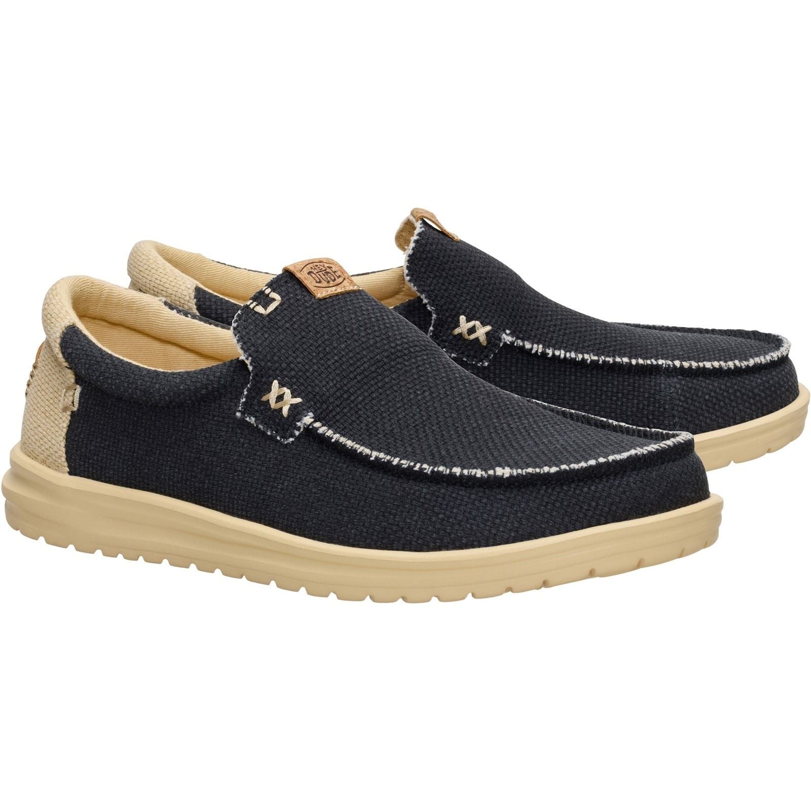 HEYDUDE Mikka Braided Textile Men's Black/Boulder Tan Loafers