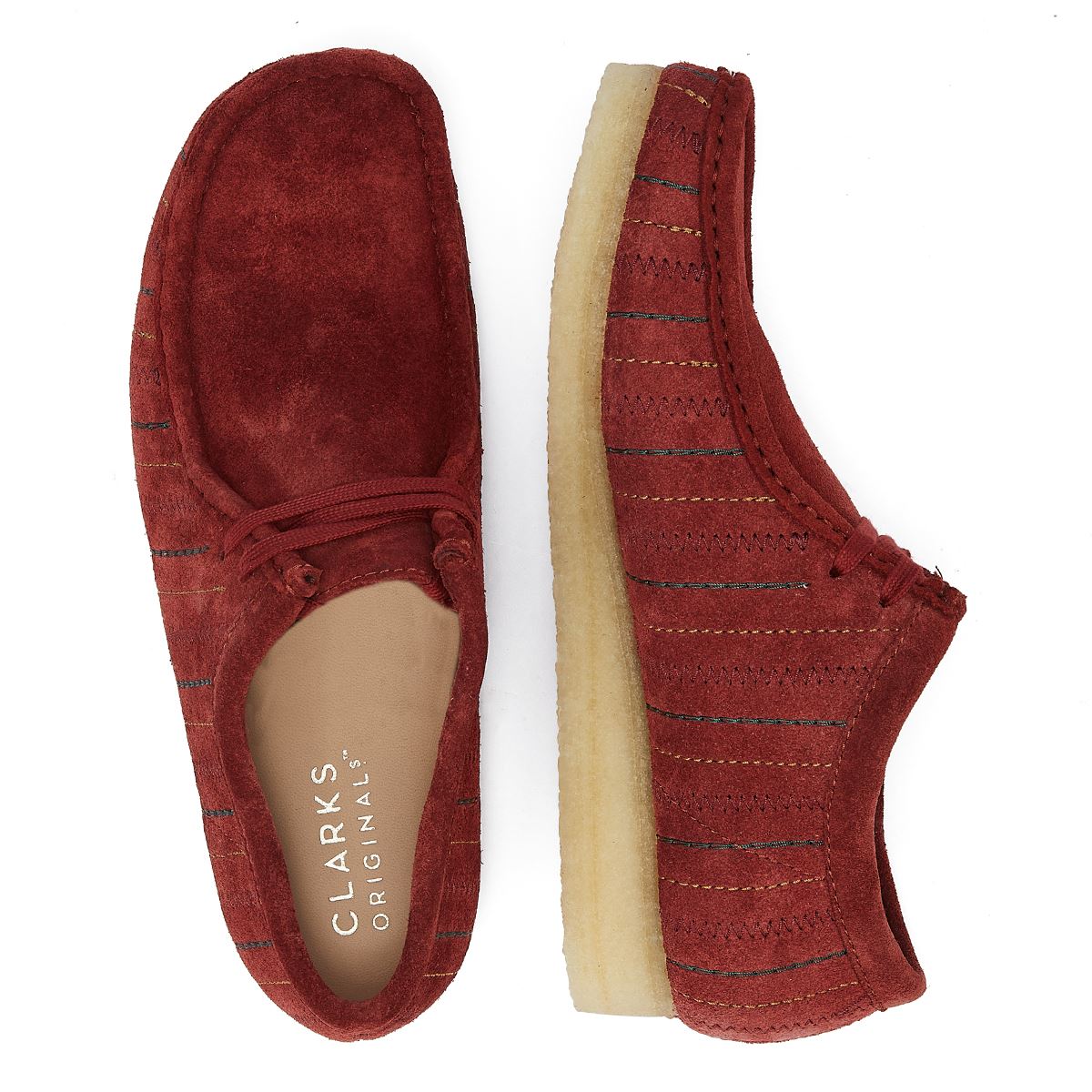 Clarks Originals Wallabee Combination Men's Burgundy Lace-Up Shoes