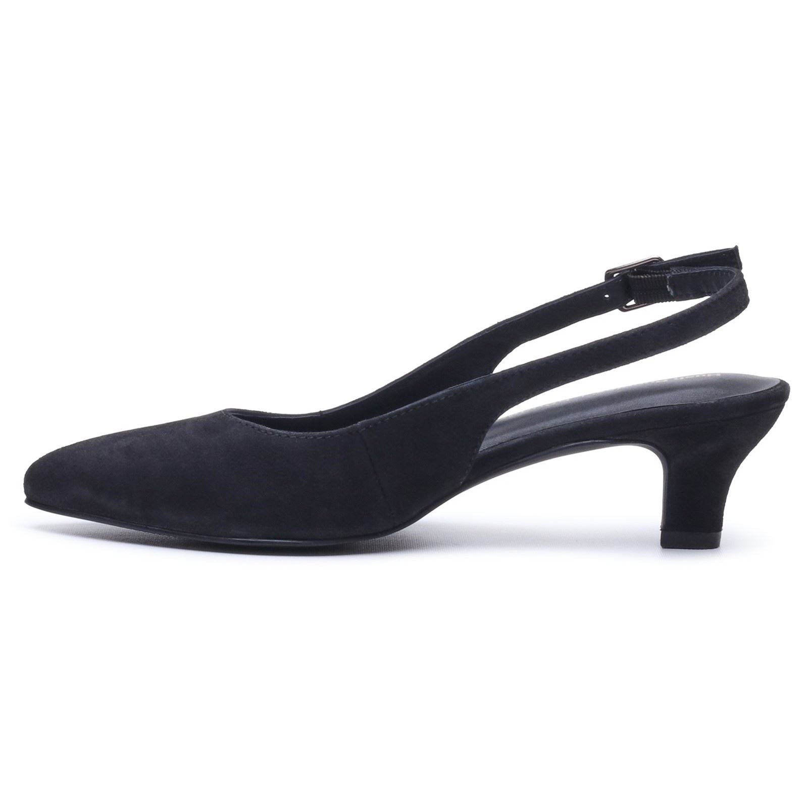 Hush Puppies Nahla Buckle Kitten Heel Women's Black Pointy Slingback Shoes