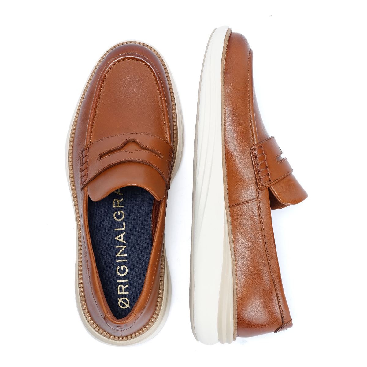 Cole Haan ØriginalGrand Horizon Leather Men's Tan Penny Loafers