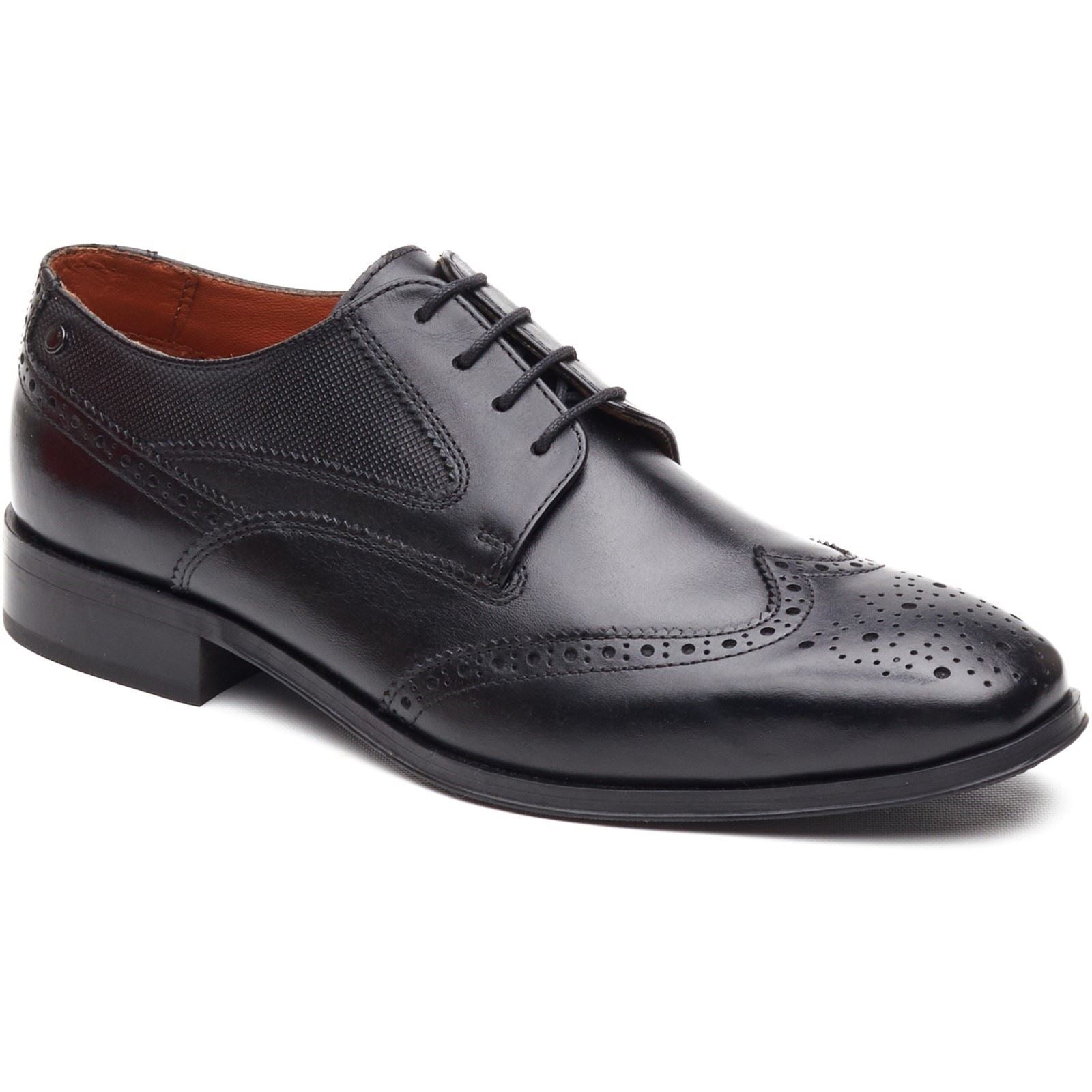 Base London Steeple Brogue Leather Men's Black Brogues Shoes
