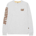 Caterpillar Trademark Banner Long Sleeve Cotton Men's Cream T-Shirt